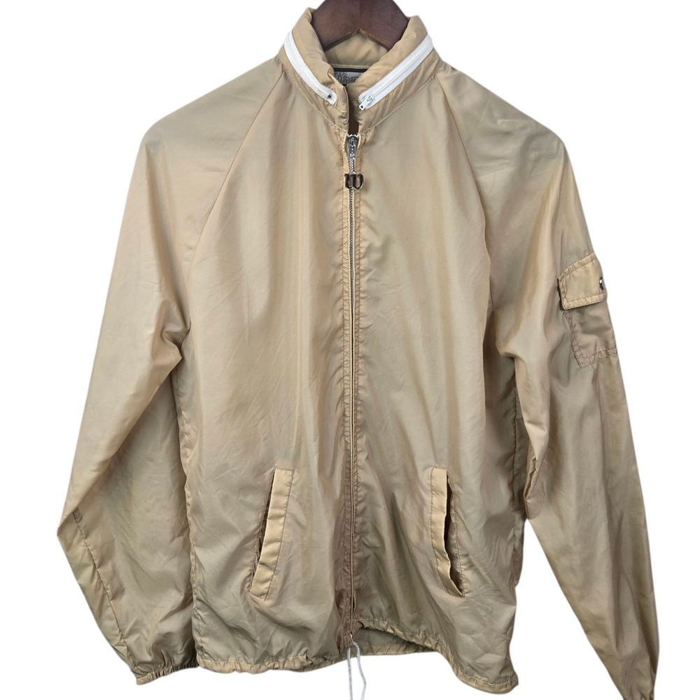 Vintage Wilson Lightweight Nylon Jacket Beige Windbreaker Full Zip Hooded XS? M?